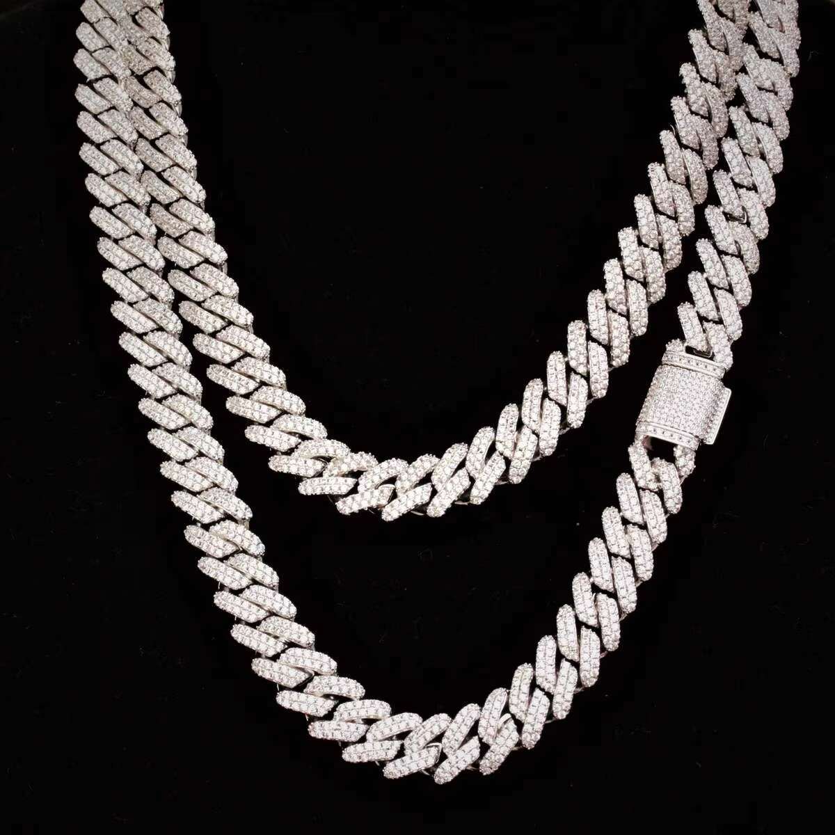 Bling 14k Gold Plated Iced Out Diamond Hip Hop Jewelry VVS Moissanite Necklace Women Cuban Necklace Men Cuban Link Chain