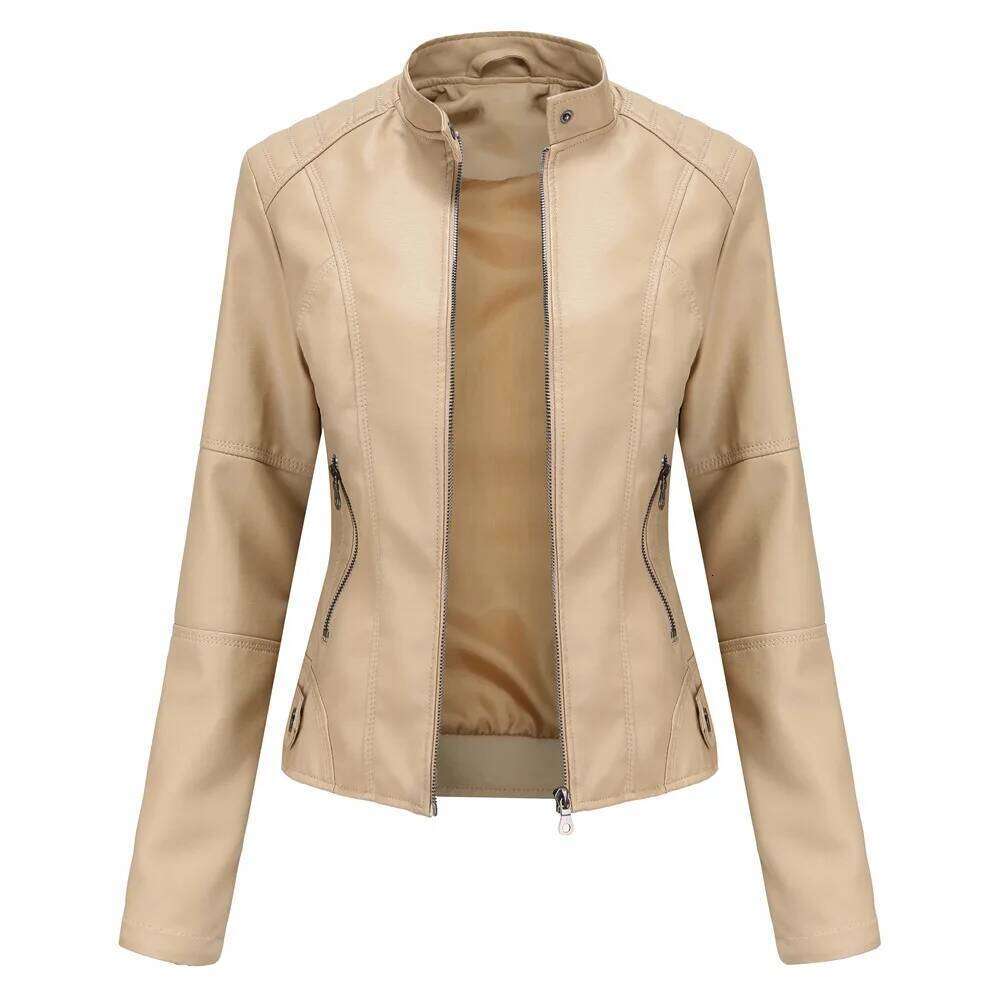 Spring Autumn Women PU Lady Leisure Zipper Motorcycle Coats Outdoor Girls Windbreaker Leather Jacket Clothing