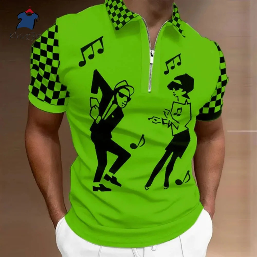 Mens Polo Golf Plaid Turndown Short Sleeve Zipper Clothing Funny Comfortable Beach Tee Man Tops Original Shirts Quality 250528