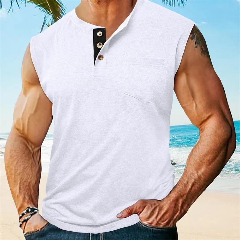 Men s Athletic Tank Top Sleeveless Basketball Shirt QuickDry Breathable Muscle Fitness Sports Vest with Button Detail 250517