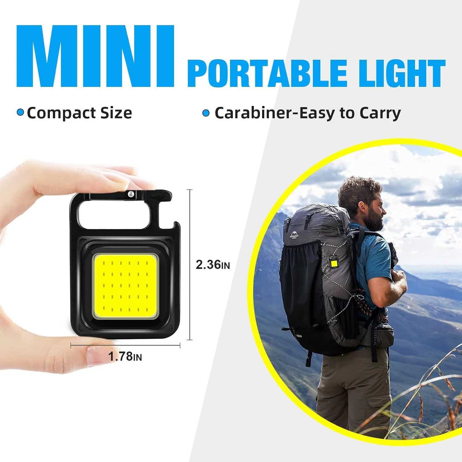 Mini Keychain Light COB Work Light Portable Waterproof Flashlight Pocket Lamps Ultra Bright Flashlight Camping Lights CorkscrewXJ250529