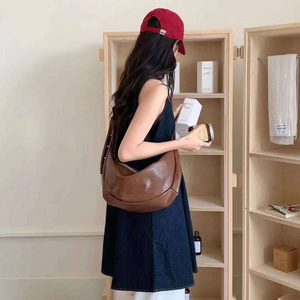 Women's Bags Designer Soft PU Leather Tote Handbag Fashion Designer Half Moon Shoulder Black Crossbody Bags For Women Dumpling Bag Hobo New