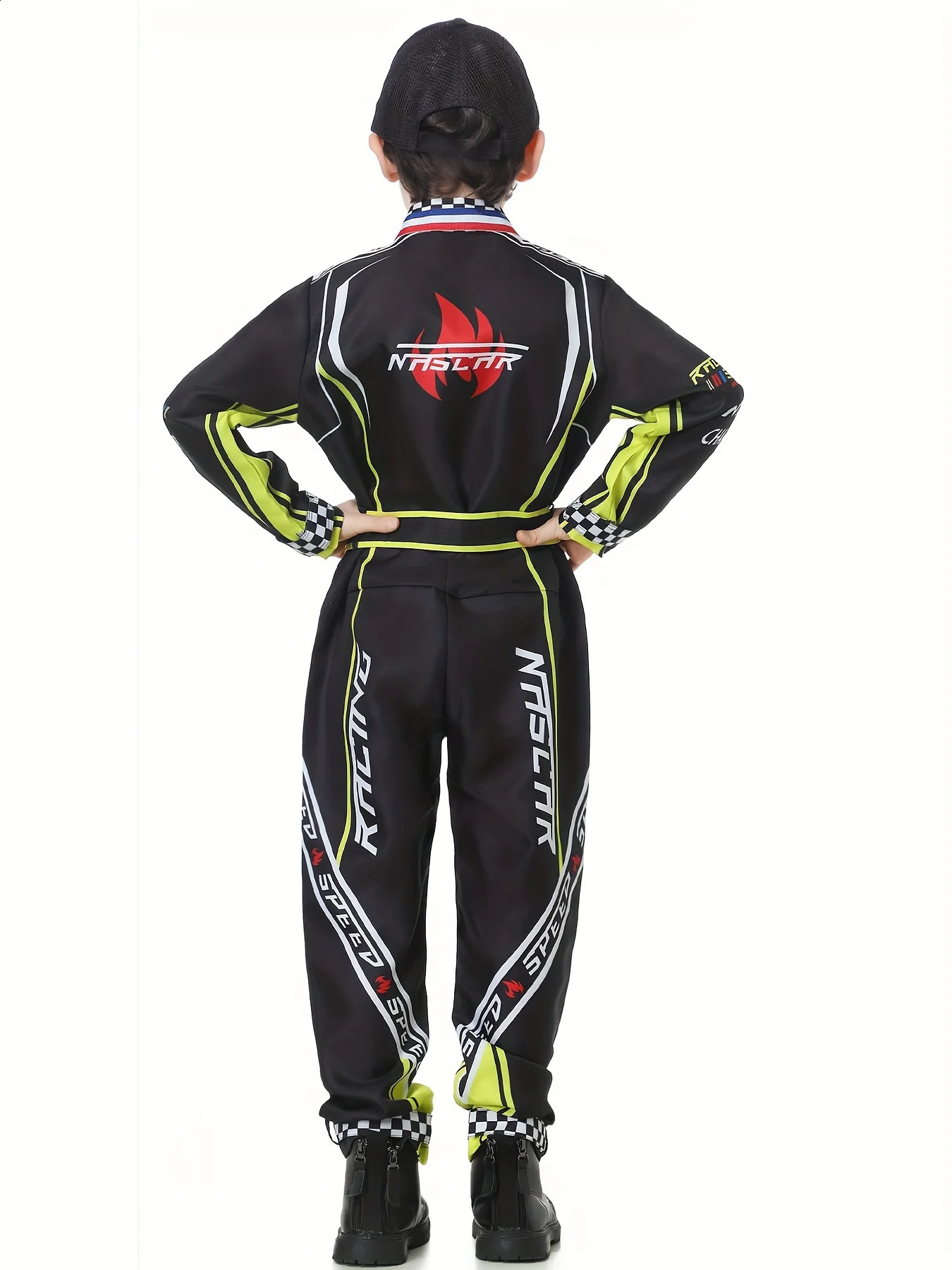 Racing driver costume boys racing jumpsuit 4pcs/set cosplay car hat childrens Halloween costume racing suit set 250528