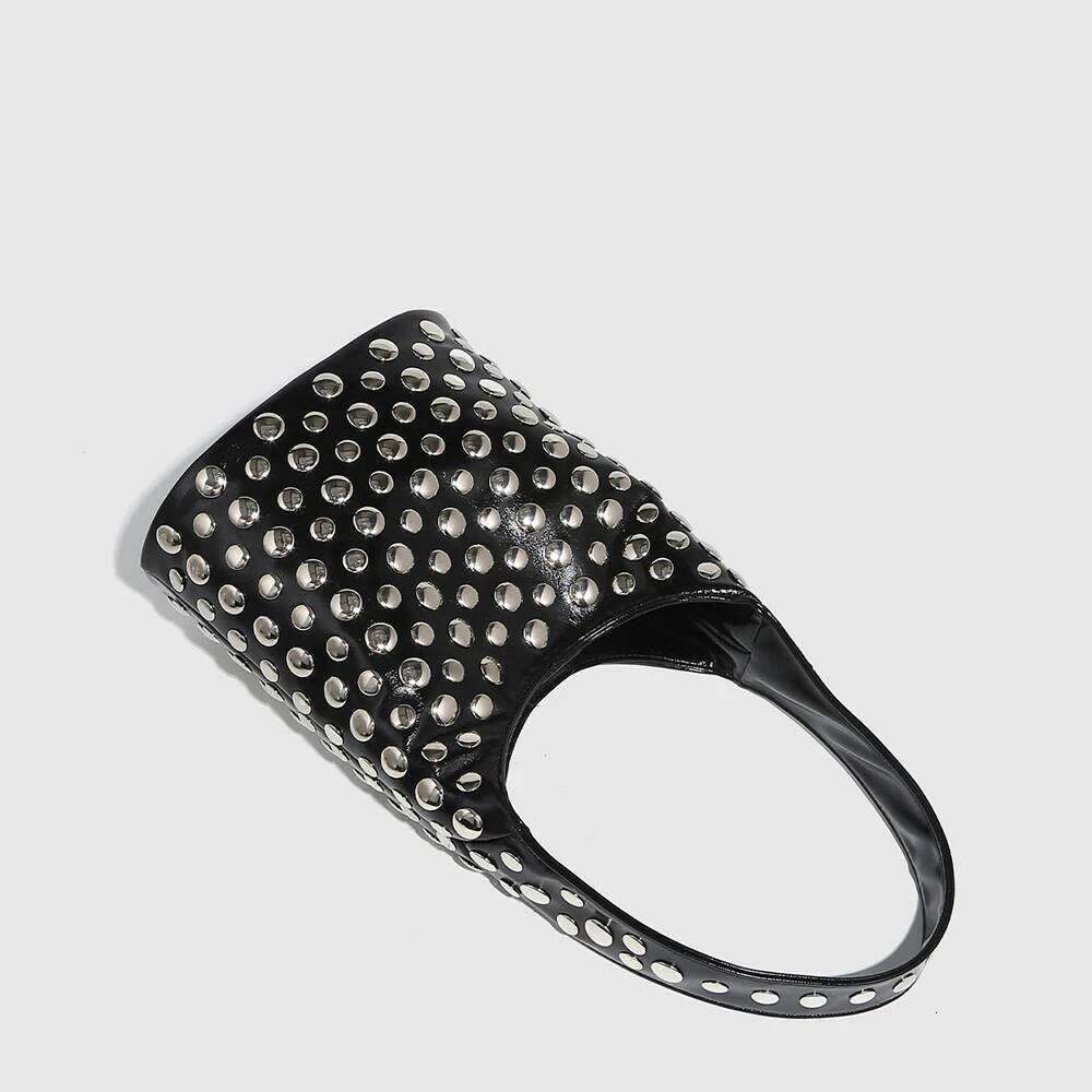 Women's Bags Designer Punk Rivet Bucket Bags For Women Handbag High Quality PU Leather Shoulder Bag NEW Clutch Small Shopper Purses Designer Tote