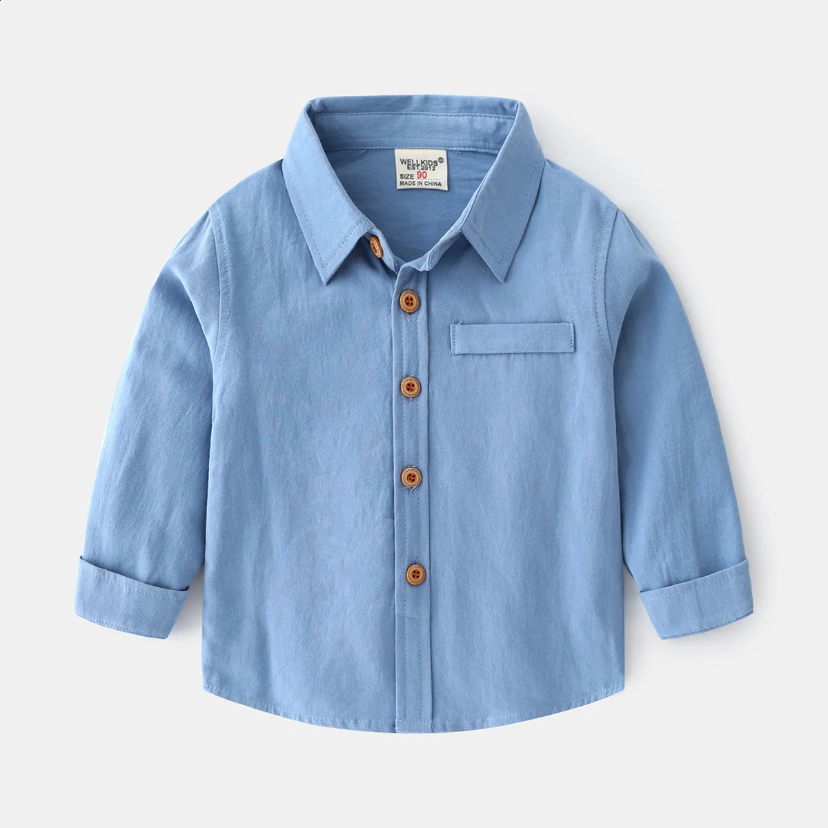 Baby Boys Long Sleeve Shirt Solid Color Boys Bottom Shirt 250526