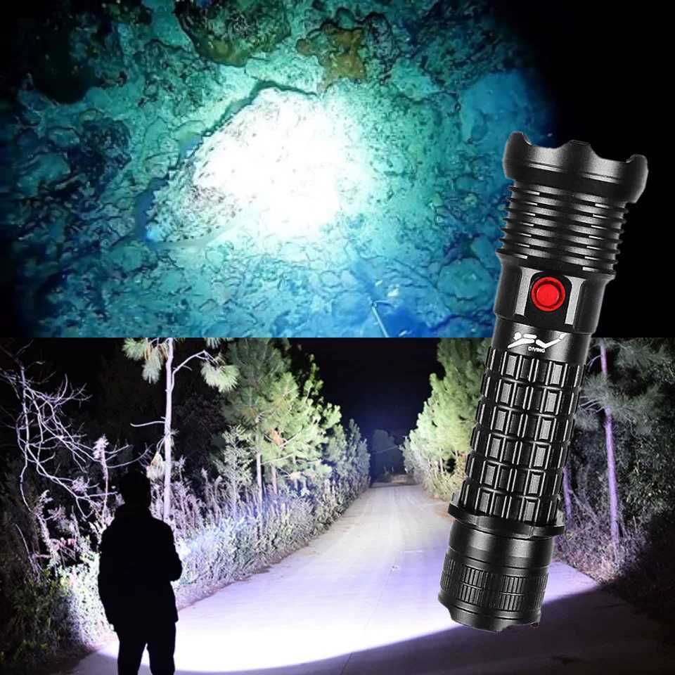 Professional Spearfishing Hunting Scuba XHP199 LED Dive Light 9900 Lumens Diving Flashlight 26650 Torch Underwater FlashlightXJ250529