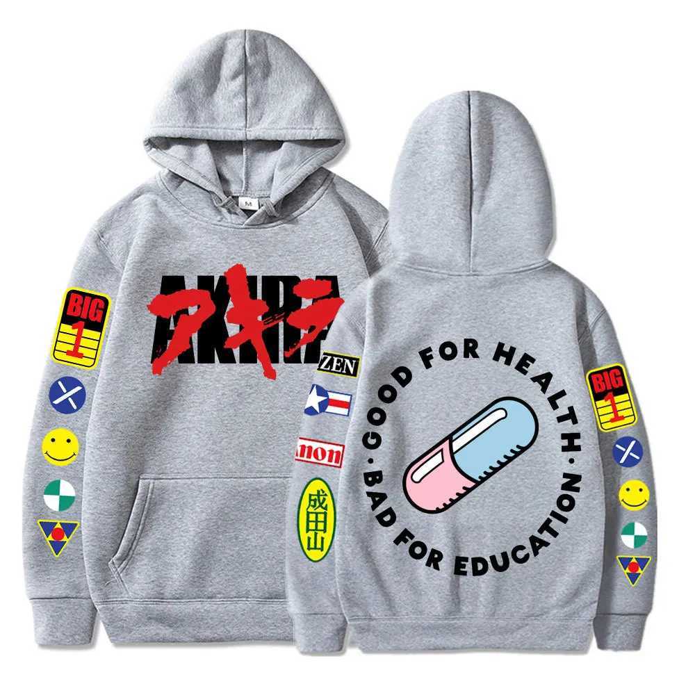 Mens Japanese Anime Akira Hoodies 90s Tapered Kaneda Double-sided Print Hip Hop Classic Simple Loose Casual High Quality CottonXJ250514