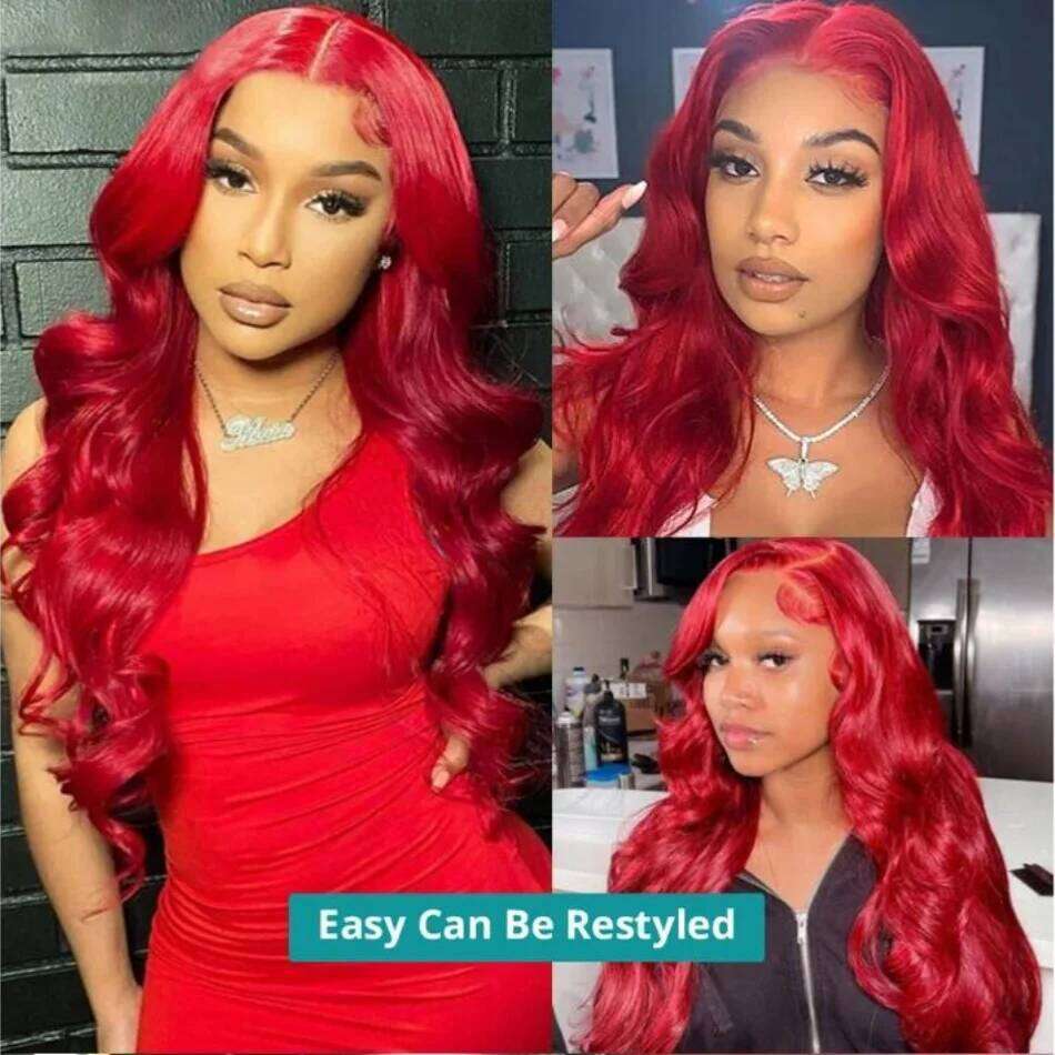Body Wave Light Wig 13x4 Front For Women Bug Rose Red Colored HD Lace Frontal Wigs 100% Human Hair