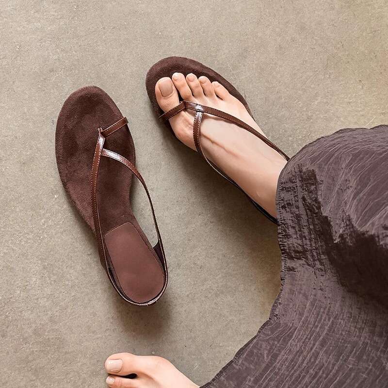 Sheepskin Version ~ Korean Style Post Wedge Women 2025 Summer New Beach Open Toe Sandals for Outdoor Wear