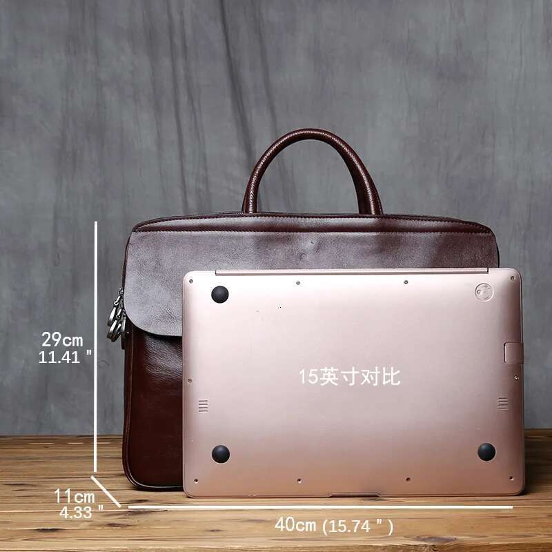 Designer Bag NZPJ Genuine Leather Men S Briefcase Vintage Natural Cowhide Handbag Large Capacity Crossbody Casual Fashion Computer Bag