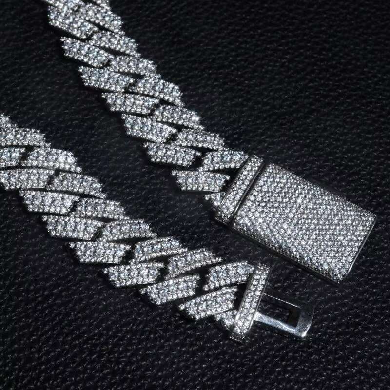 20mm Personalized Cz 925 Sterling Silver Moissanite Ice Out Cuban Link Chain Necklace for Hiphop Rapper Women Men