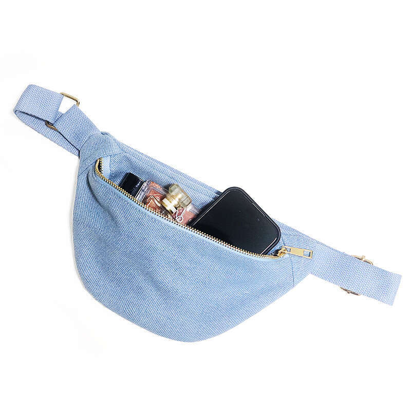 Unisex New Fashion Simple Cotton Denim Waist Outdoor Sports Single Shoulder Crossbody Bag