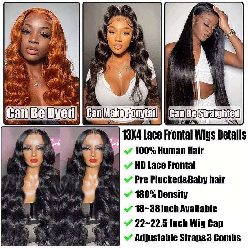 Alimice Body Wave Wig Pre Plucked Front 13x4 Lace Wigs For Women Huma Hair