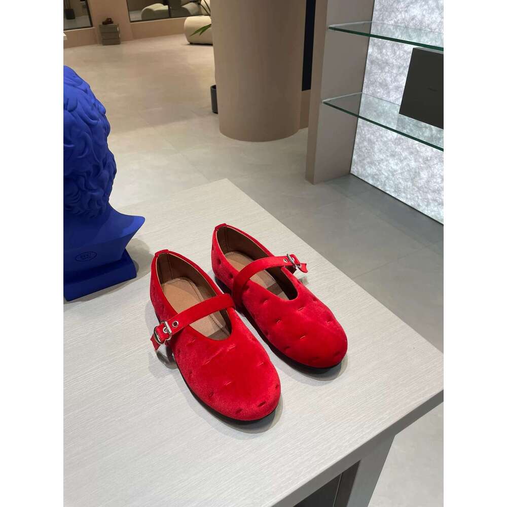 Genuine Leather Niche Round Toe One-Strap Mary Jane for Women Spring and Autumn New Fashion Flat Ballet Shoes