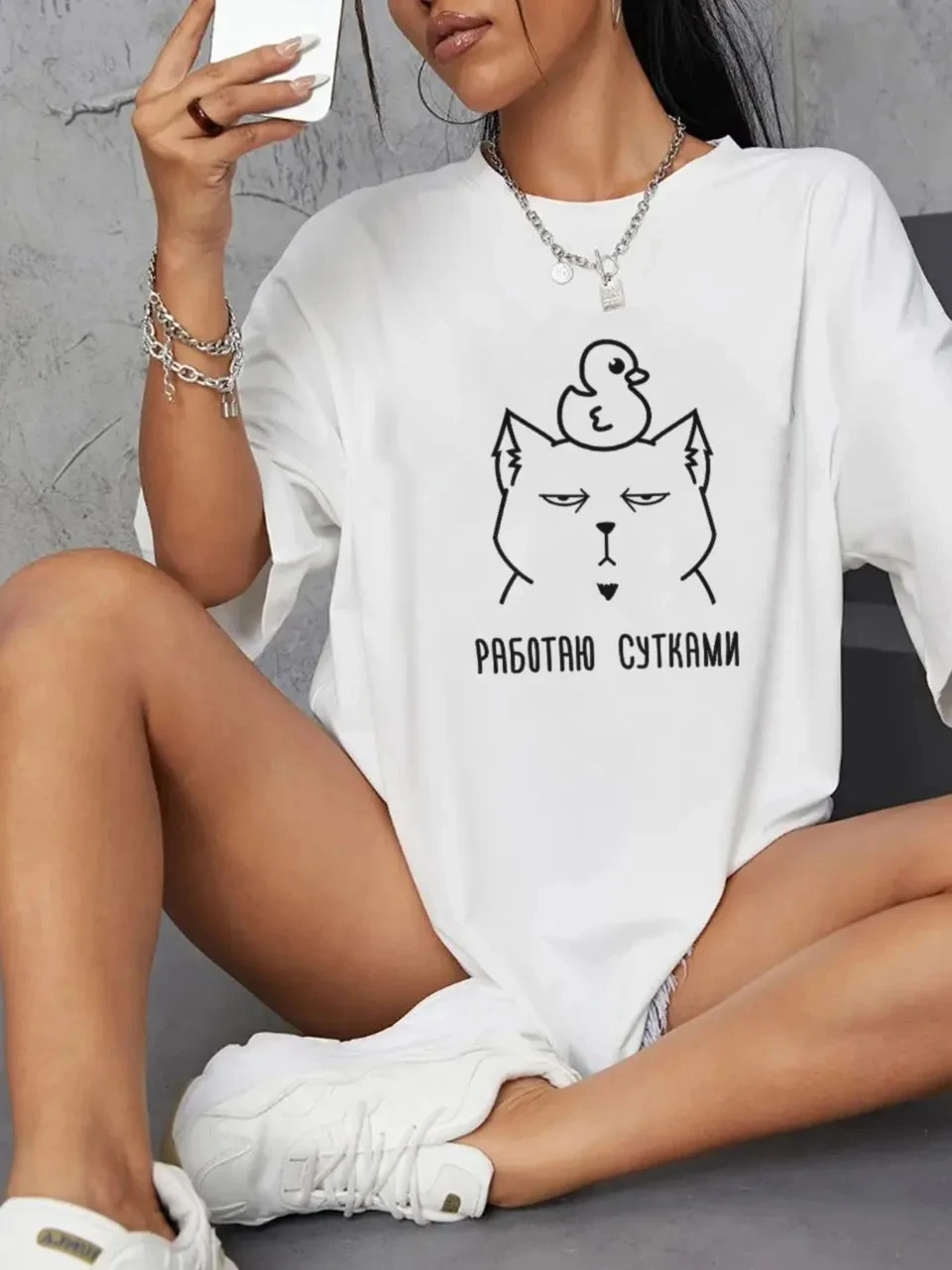 Russia Word Printed Short-sleeve Summer Women T-shirts Funny Graphic Cat Casual Style Female Tops Designer Clothing2025 New