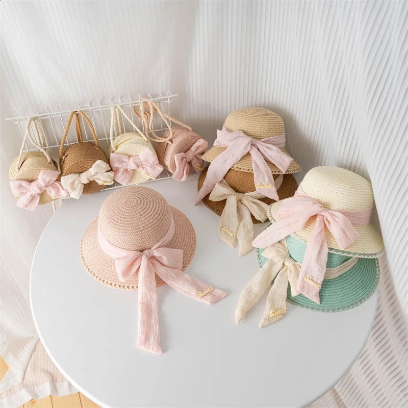 Baby Hat Round Bag Two-piece Set Summer Girls Fisherman Hat Straw Hat Bow Coin Purse Multi-color A Vailable 250527