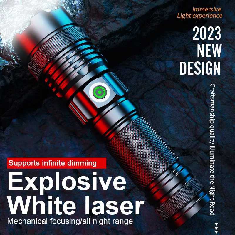 High-power LED Flashlight Stepless Dimming Torch Waterproof Zoom Camping Fishing Lantern Long Lighting Distance XJ250529