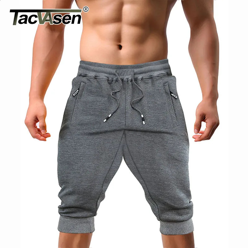 TACVASEN Casual Shorts 3/4 Jogger Pants Mens Breathable Below Knee Outdoor Sports Gym Fitness Shorts with Zipper Pockets 250517