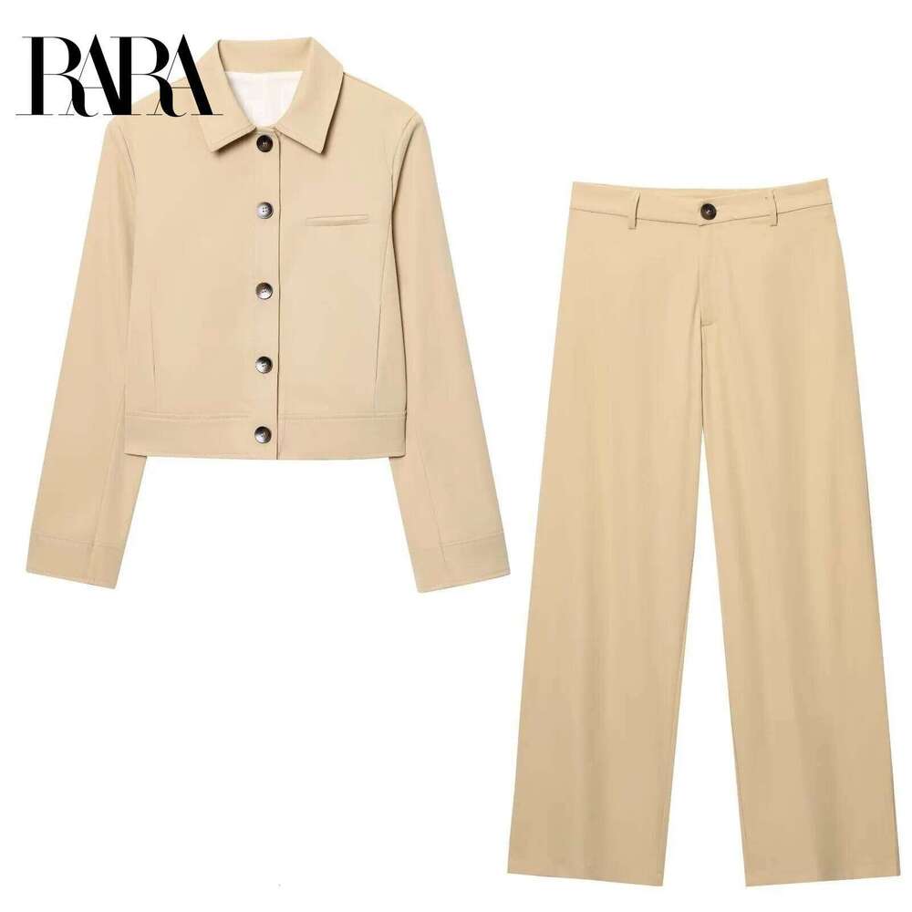 hoodie Women's Wear RARA Womens Two Piece Outfit Long Sleeved Collared Jacket With Pockets Matching Trousers For Smart - Casual Looks jacket