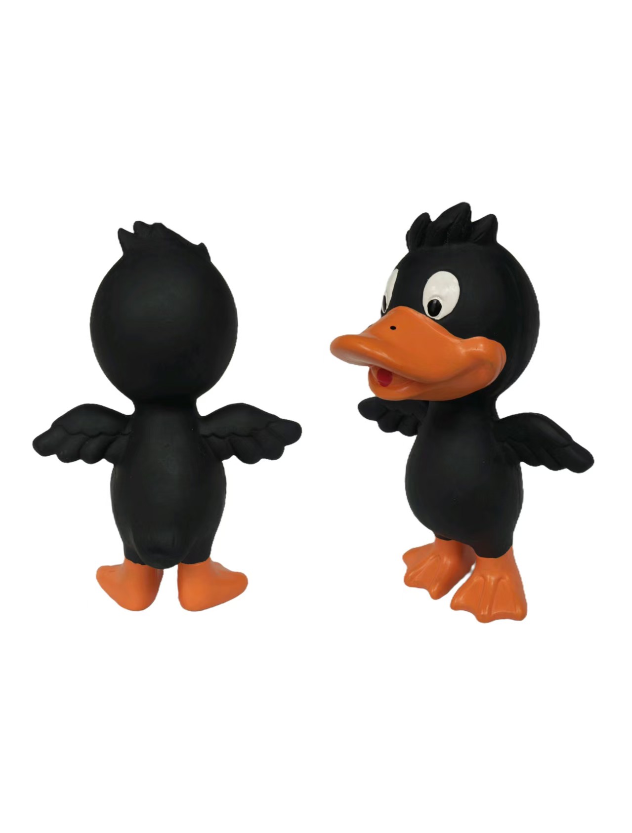 Latex Teething Duck Puppy Toy - Non Toxic Fairly Cute Black Natural Squeaky Rubber Ducky Chew Toys for Dogs 1p/Pack