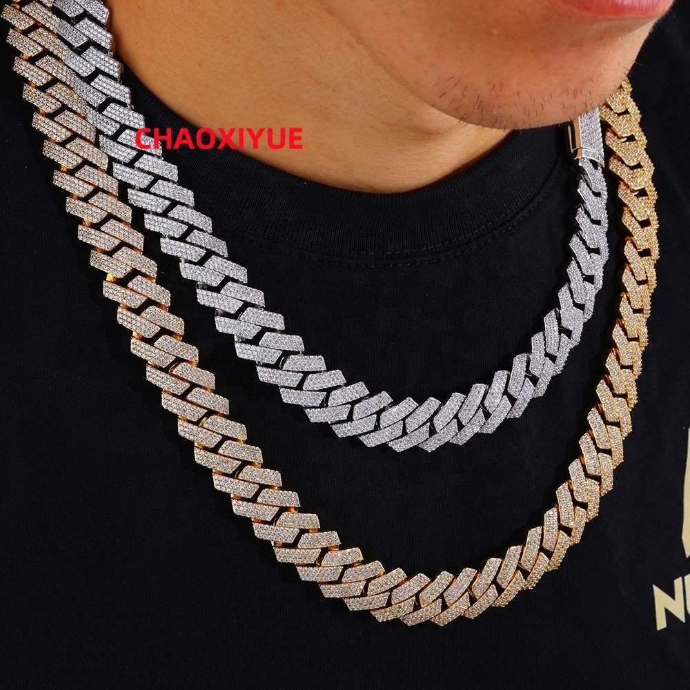 Hip Hop S925 Silver Cuban Chain Moissanite Jewelry Necklace for Men 18k Gold Plated Fashion Necklaces Wholesale Necklaces Charm