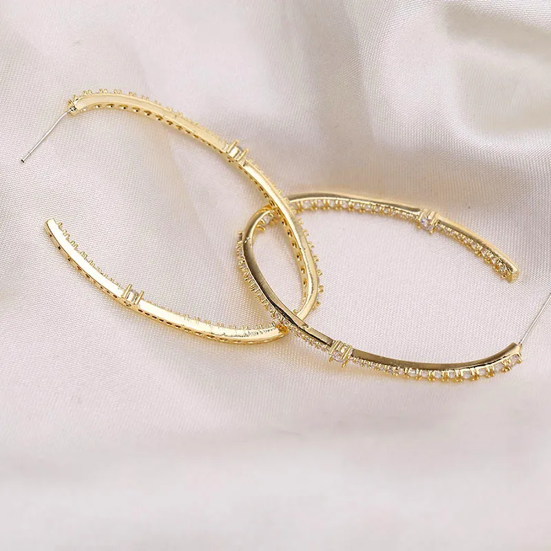 Vecalon 925 Silver Large Hoop Earrings Gold/Silver Color For Women Big Circle Earrings 925 Sterling Silver Wedding Jewelry Party Accessories