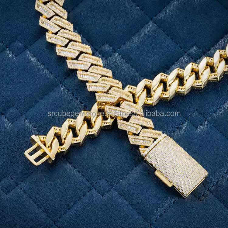Hottest Hip Hop 14 Kt White Gold Moissanite Diamond Round Cut Jewelry With Lovely and Designer Cuban Chain With Vvs Clarity