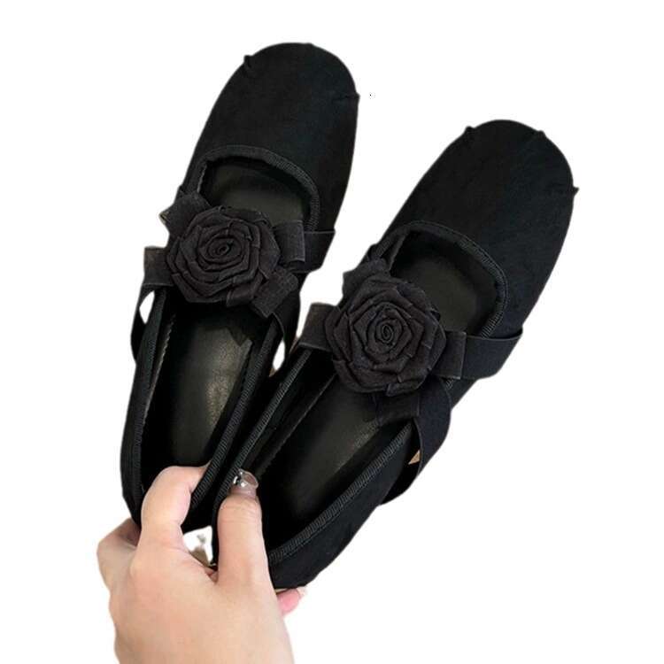 Genuine Leather French Niche Floral Mary Jane for Women 2024 New Ballet Flat Evening Shoes