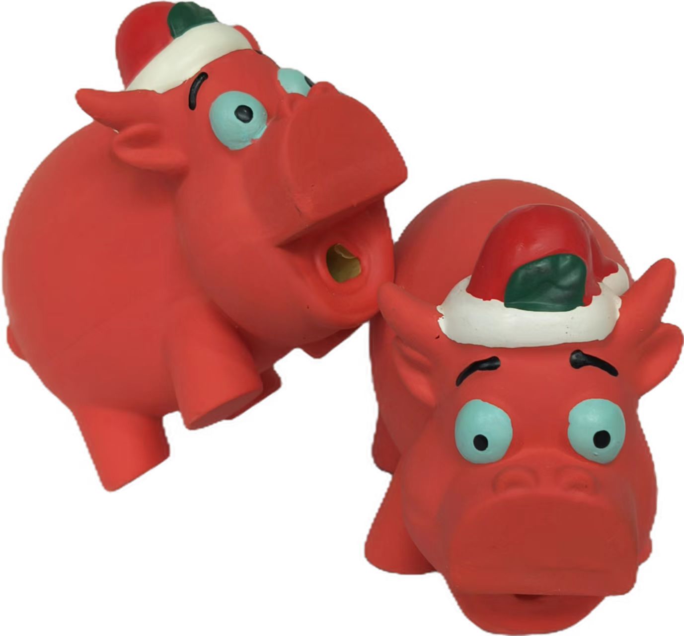 Squeaky Christmas-Themed Pig Pure Natural Latex Dog Toys Set of Three