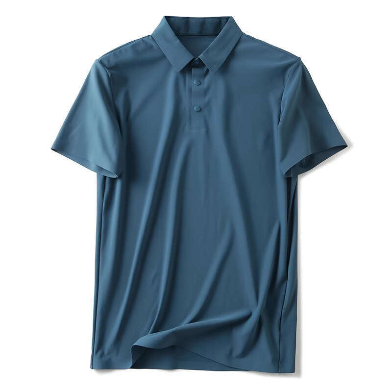 Summer Men's Cool Touch High-End Laser Cut Seamless Glued Quick-Dry Breathable Comfortable Versatile Short Sleeve Polo Shirt with Turn-Down Colla