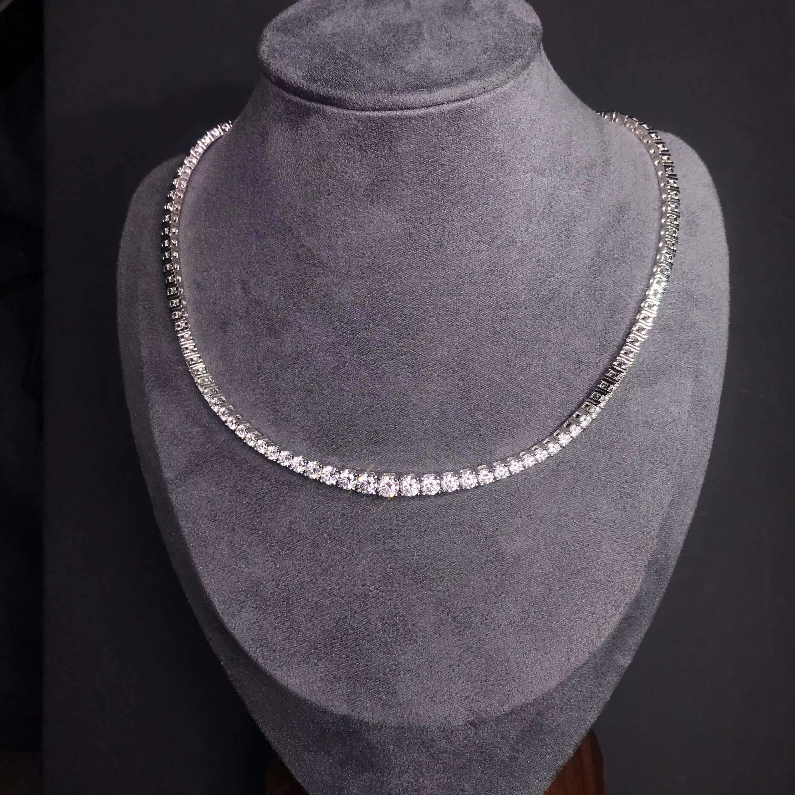Custom Vvs S925 Silver Moissanite Cluster Iced Out Hip Hop Pendant Hiphop Men Necklace Prong Cuban Link Tennis Moissanite Chain