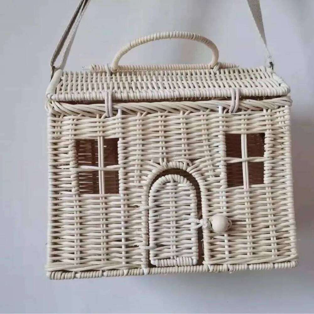 Women's Bags Designer Bohemian Woven House Straw Handmade Wicker Rattan For Women Travel Box Beach Bag Handbags And Purses Shoulder Bags NEW