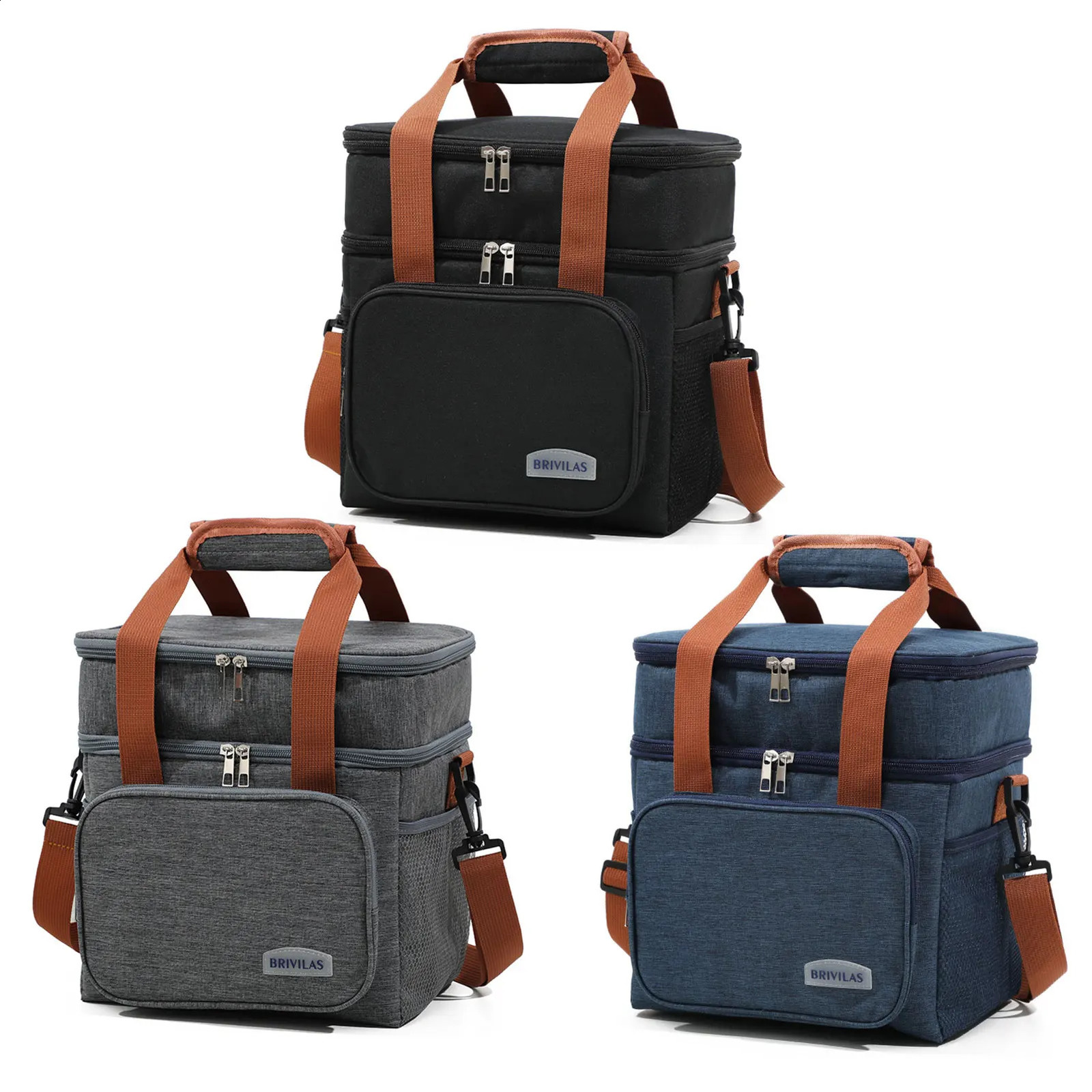Portable Insulated Lunch Bag with Multiple Pockets Oxford Cloth Waterproof Adjustable Bags for Picnic Outdoor Activities 250528