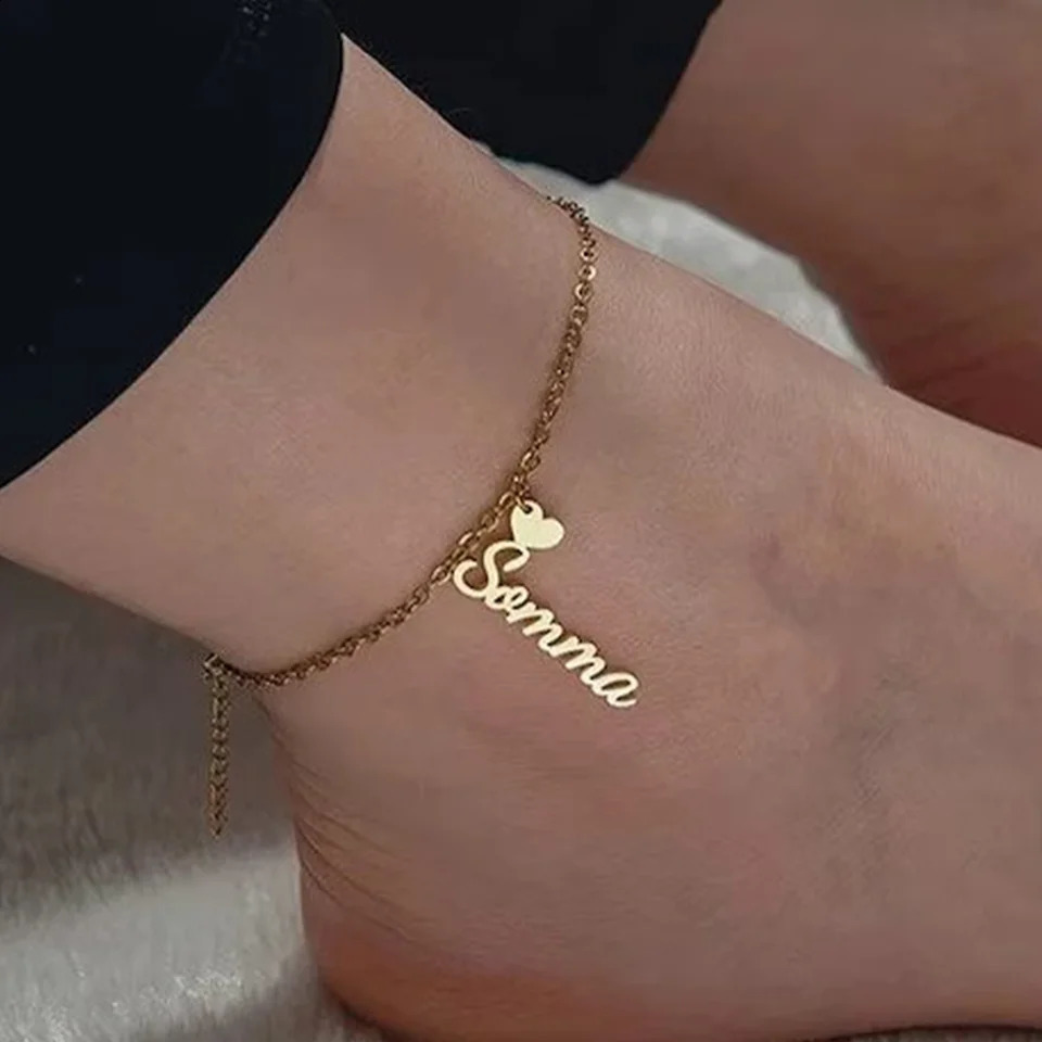Custom Stainless Steel Love Name Anklet For Women Lover Jewelry Personalized Nameplate Foot Chain Girl Daily Wearing Accessories 250526