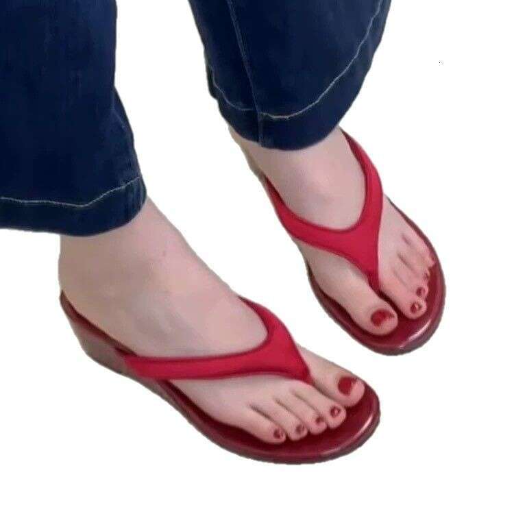 Sheepskin Version ~ French Niche Leopard Print Wedge Flip-Flops for Women Outdoor 2025 Summer Thick Heel Toe Post Sandals