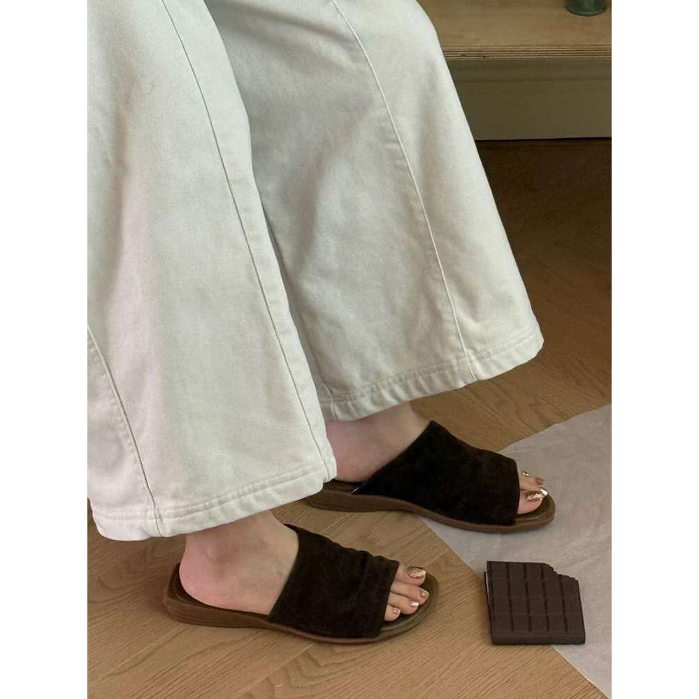 Sheepskin Version ~ Niche Lazy Flat Slippers for Women Outdoor 2025 Summer New Open-Toe Sandals