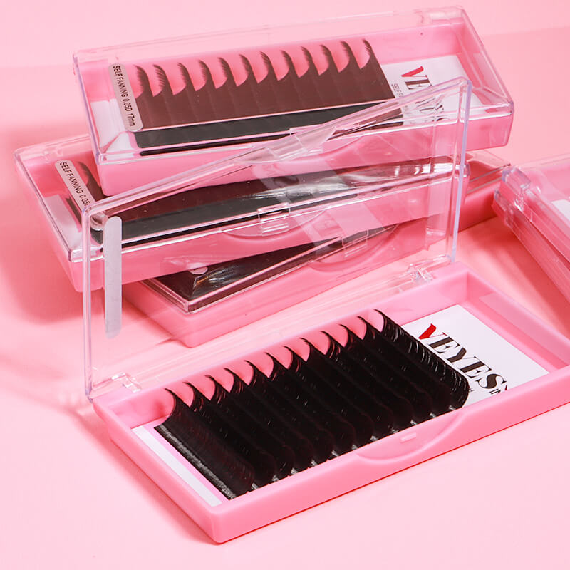 Veyes Custom Black Korean Faux Cashmere Lash Trays Easy Fans Russian Fast Blooming Lash Fluffy Individual Eyelash Extensions