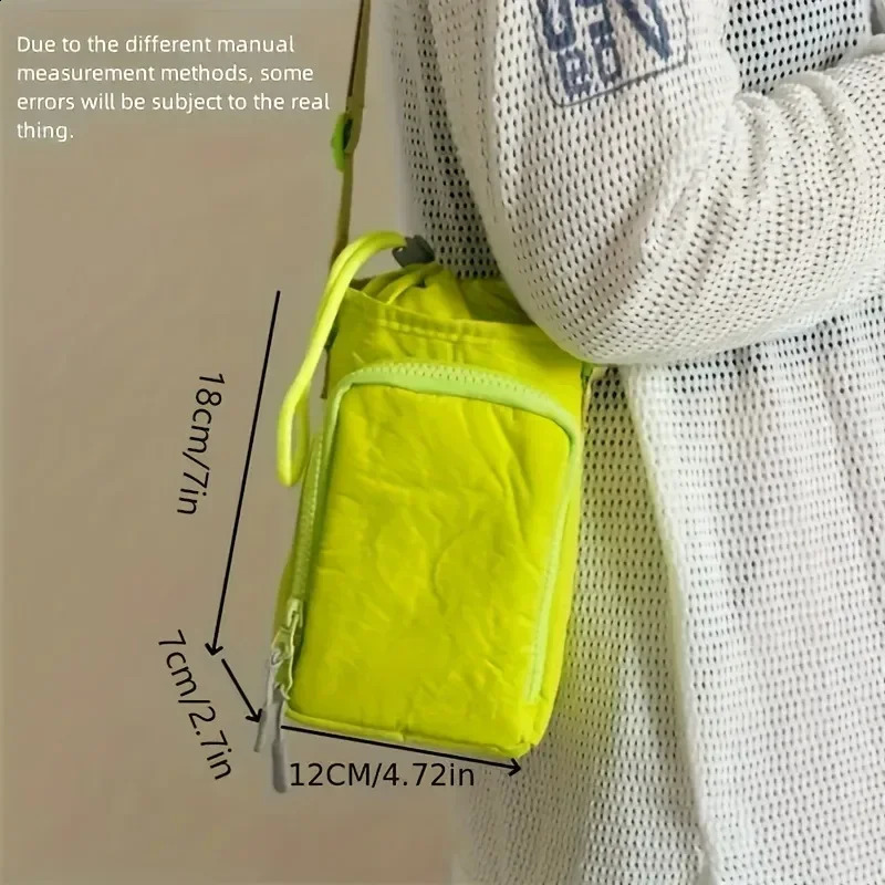 Nylon Crossbody Bag with Adjustable Strap Phone and Bottle Pocket | Zipper Closure Minimalist n Everyday Carry Bag 250528