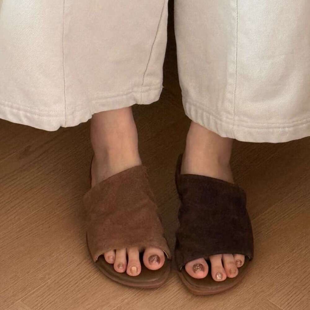 Sheepskin Version ~ Niche Lazy Flat Slippers for Women Outdoor 2025 Summer New Open-Toe Sandals
