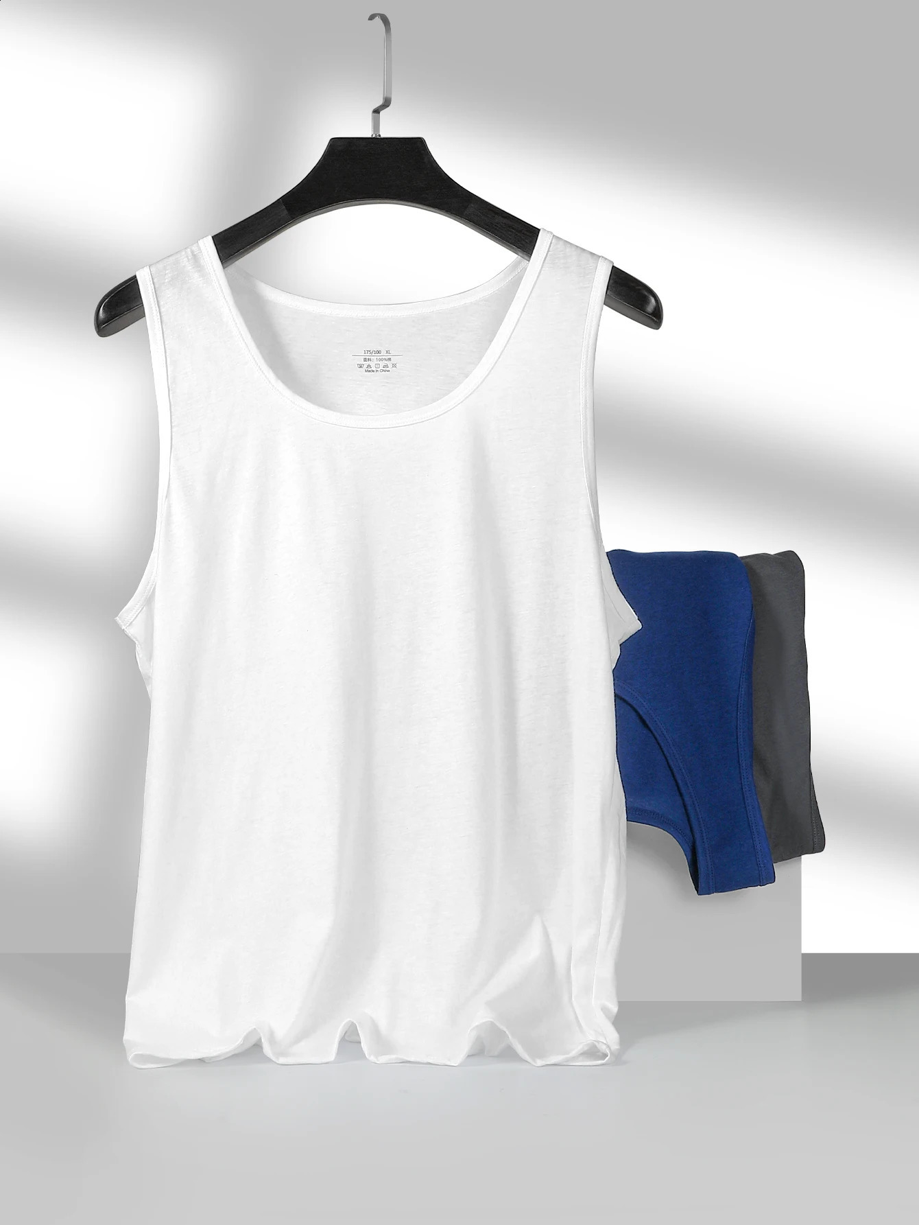 Mens pure cotton vest breathable slim youth sports foundation hurdle I loose summer thin halter undershirt 250517