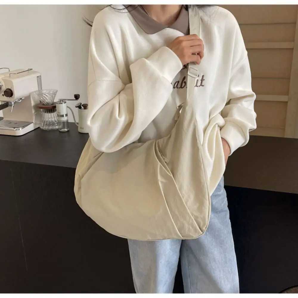 Casual Canvas Women Shoulder Bag Large Capacity Lightweight Crossbody Bag Zipper Solid Color Tote Bag XJ2520528
