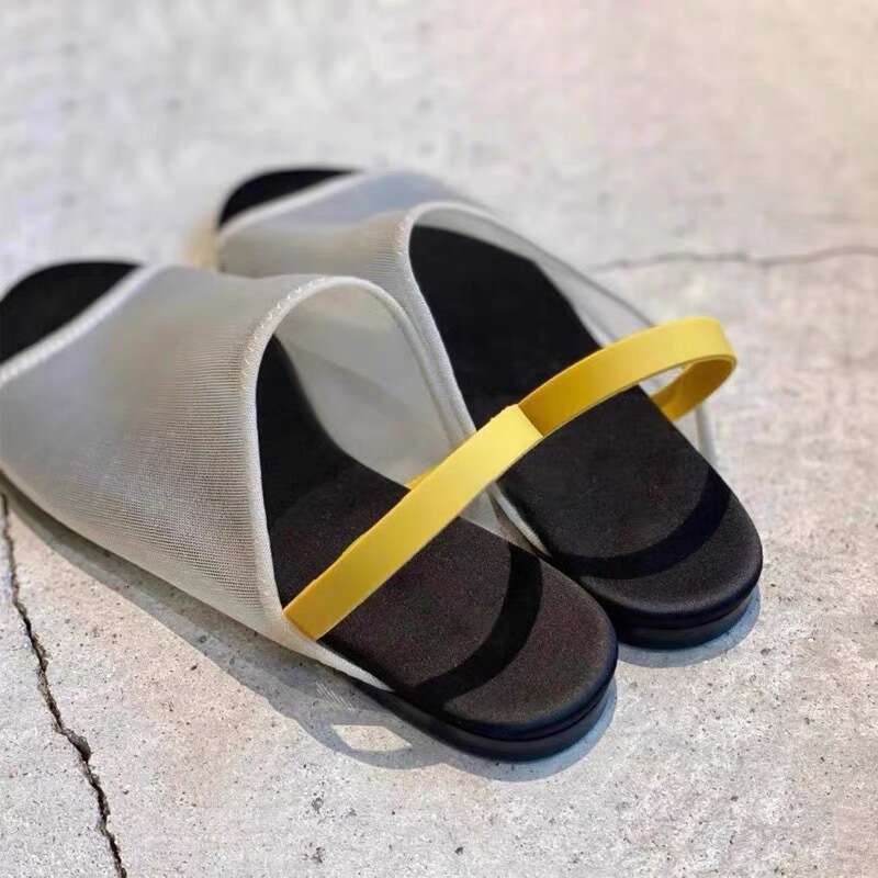 Niche Design Mesh Semi-Transparent Breathable Flat Back Strap Sandals for Women Summer New Open-Toe Half Slippers