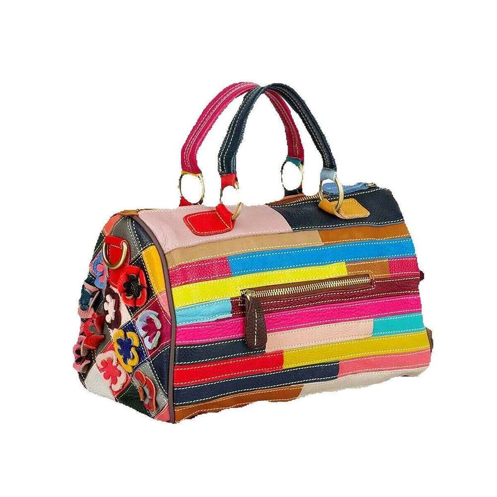 Designer Luxury Designer Luxury Leather Hand-Made Colorful Flower Mosaic Random Color Women's Handbag Crossbody Bag