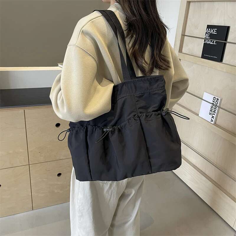 1 Piece Large Capacity Tote Fashion Shoulder Canvas Work Commuting Bucket Bag