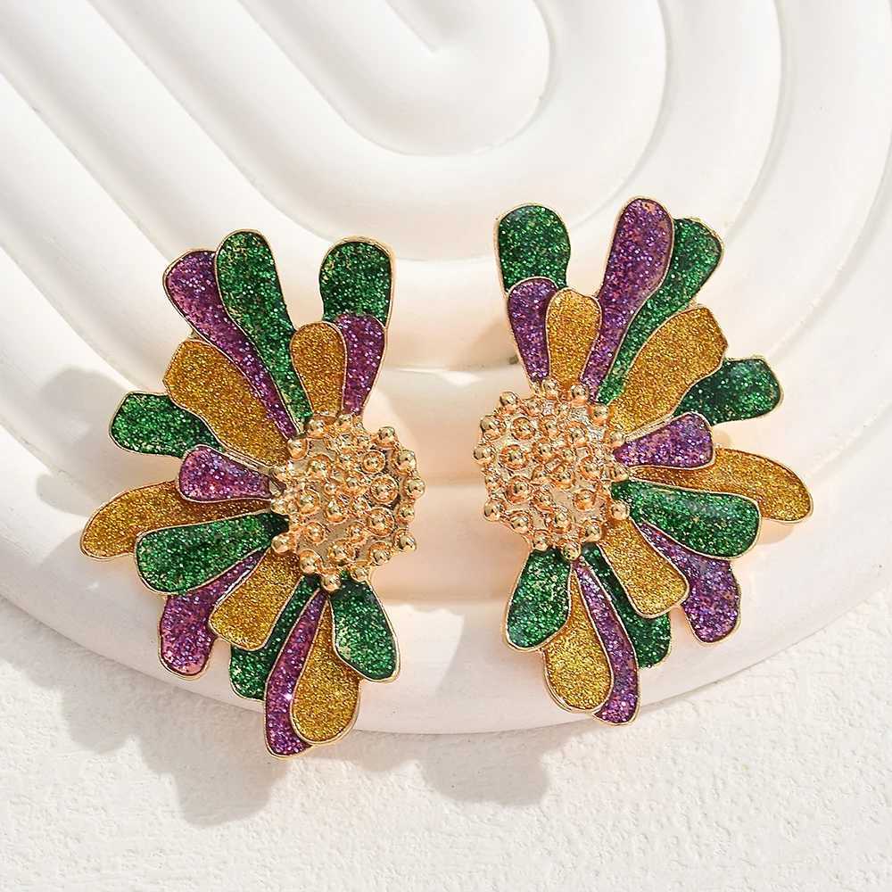 Fashion Carnival Colorful Flower Earrings for Women Temperament Metal Oil Design Stud Earrings 2024 Holiday Jewelry Gifts L250527
