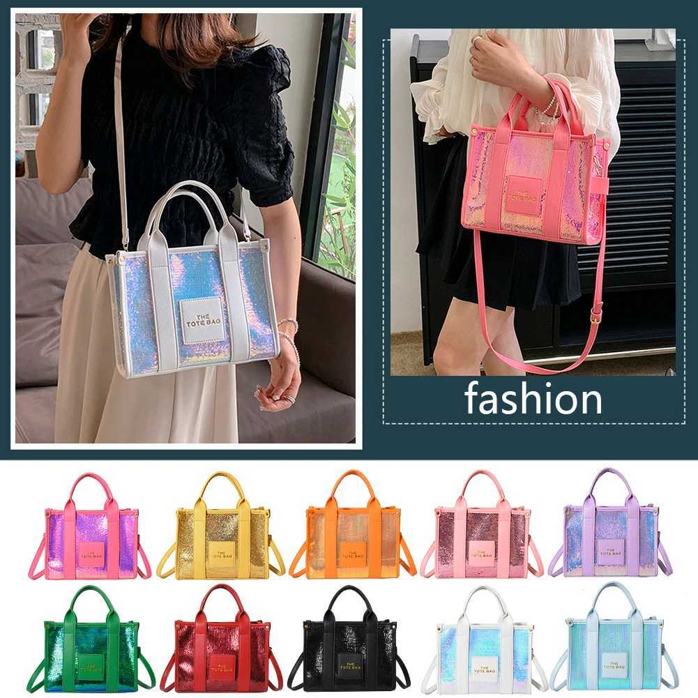 Women Party Tote Bag PU Leather Sequins Top-Handle Bags Casual Fashion Shiny Portable Adjustable Straps Shopper Tote Purse XJ250604