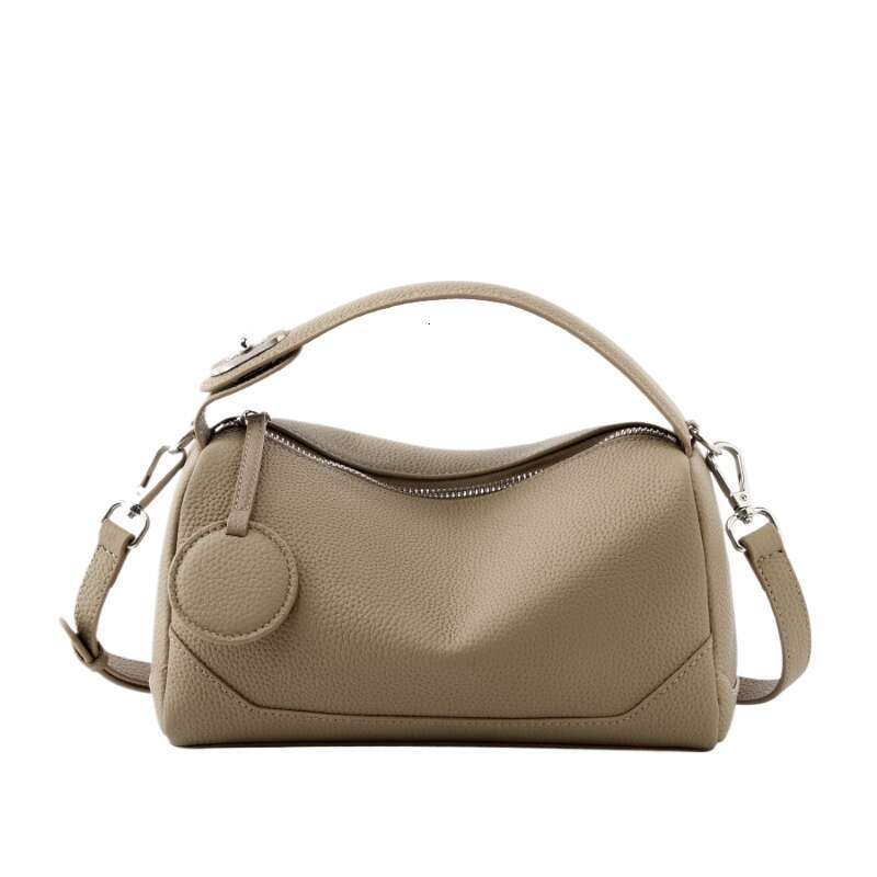 Designer Bag New Genuine Leather Crossbody Boston Bag Vegetable Tanned Cowhide Women Shoulder Elegant Buckle Handbag Black Brown