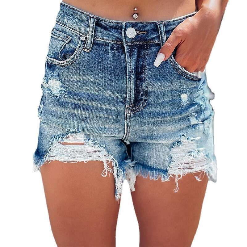 Shorts Women Denim Shorts Summer New Ripped Girl Denim Shorts Women High Waist A Line Frayed Hot Pants Trend Jean Shorts