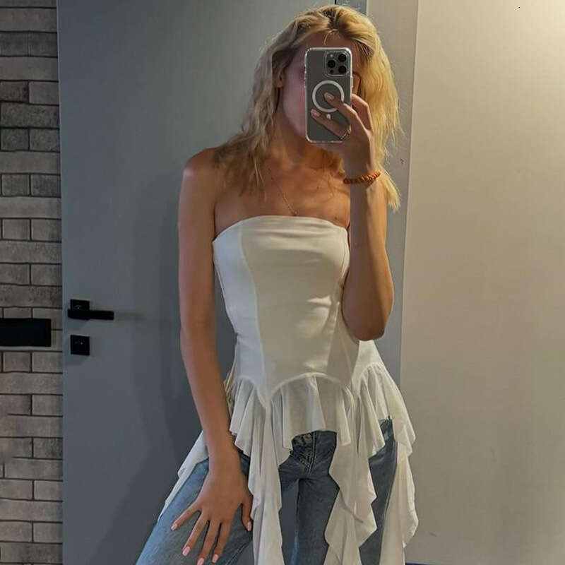 Summer Fashion Women's New Off-Shoulder Slim Tassel Tube Top Solid Color Versatile Camisole B5