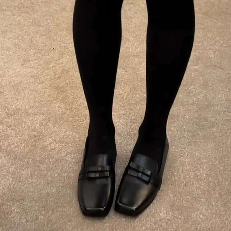 Genuine British Style Square Toe Low Heel Flat Loafers for Women 2025 Spring New Comfortable Bowknot Small Leather Single Shoes